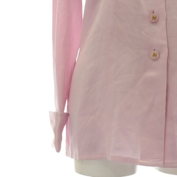 Chanel Shirt Blouse 100% Silk Long Sleeves Coco Mark Coco Button Pink XZ - GY18 - Picture 8 of 9